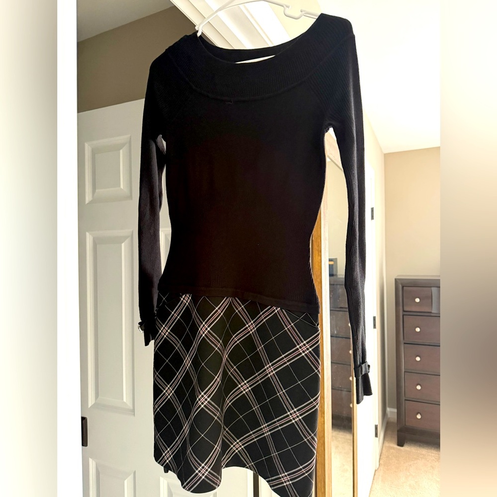 Black Plaid Women's Dress